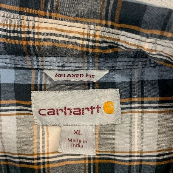 Carhartt Essential Plaid Shirt Mens Extra Large Blue Relaxed Fit Casual 103550 - Picture 7 of 12